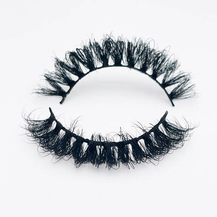 Fluffy mink strip eyelashes in Coral style, featuring a voluminous and lightweight design for a bold eye makeup look. Perfect for enhancing beauty with free U.S. shipping on orders over $40.