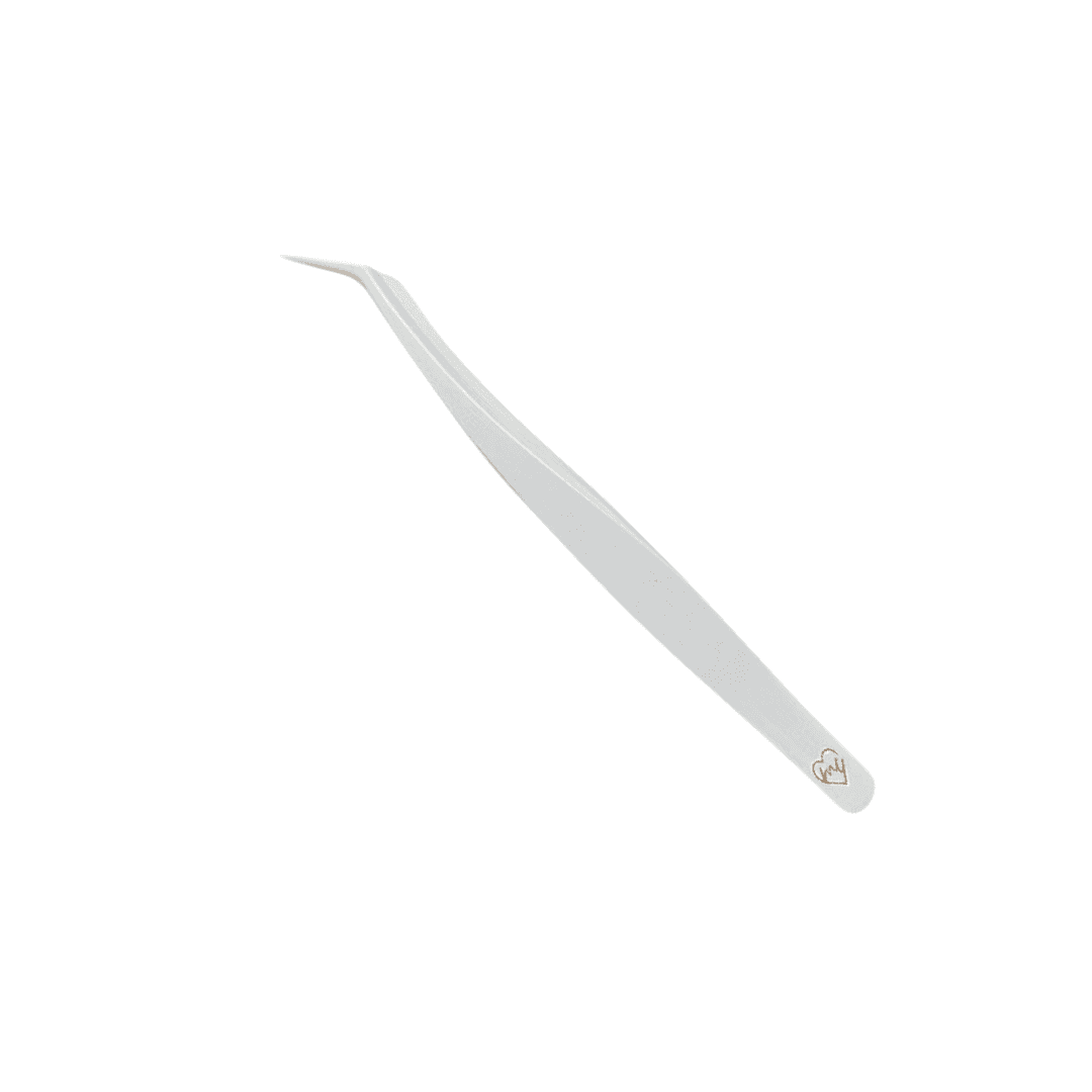 Non- stick tweezers with a sleek white design and scratch-resistant coating, ideal for personal care and grooming.