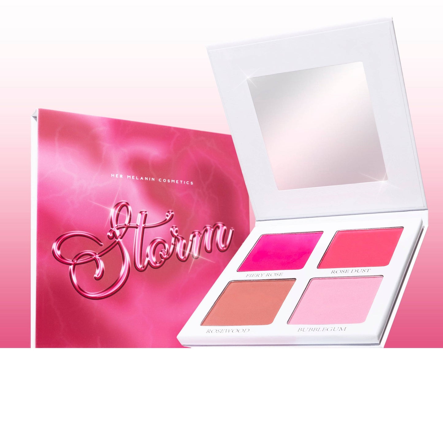 Our pink blush palette features four beautifully curated matte shades, perfect for creating a natural flush or a bold, dramatic look.