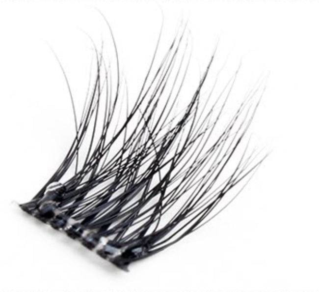 Self-adhesive lash clusters by Flutter with K-shaped glue design for enhanced viscosity and larger contact area. Perfect for easy application and long-lasting wear.